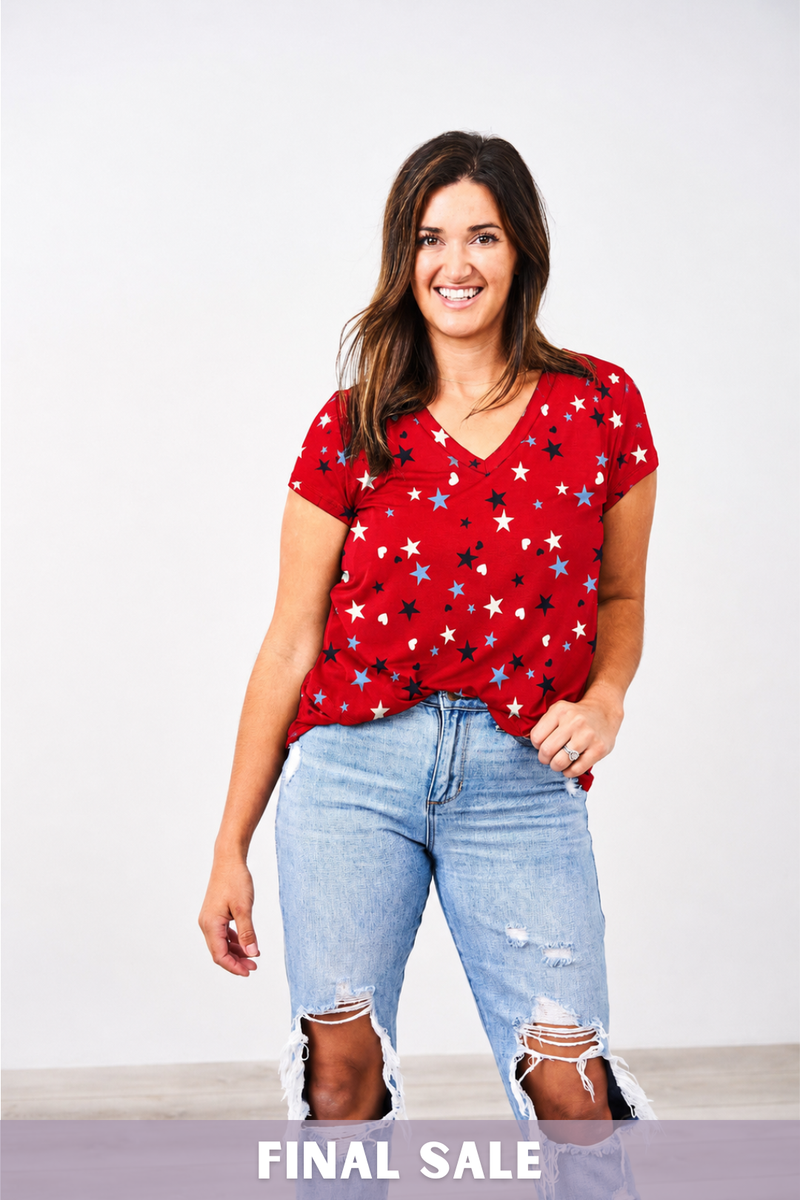 Latched Mama Stars & Hearts Boyfriend Nursing Tee - Final Sale