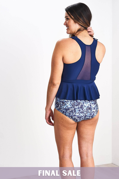 Outlet 6041 - The Latched Mama High-Waisted Swim Bottoms - Greek Isle Blue - Extra Small
