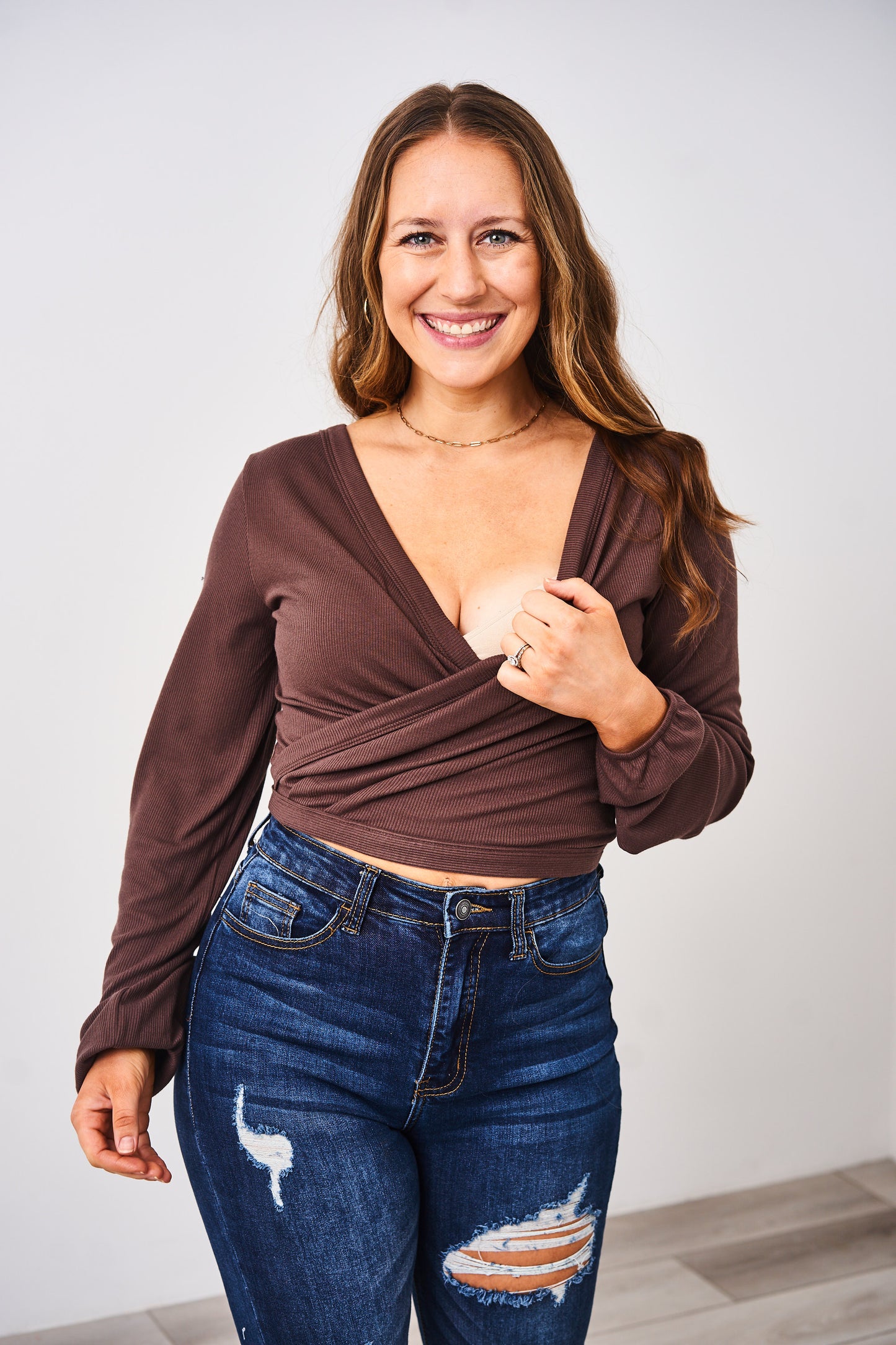 Latched Mama Ribbed Long Sleeve Nursing Wrap Top