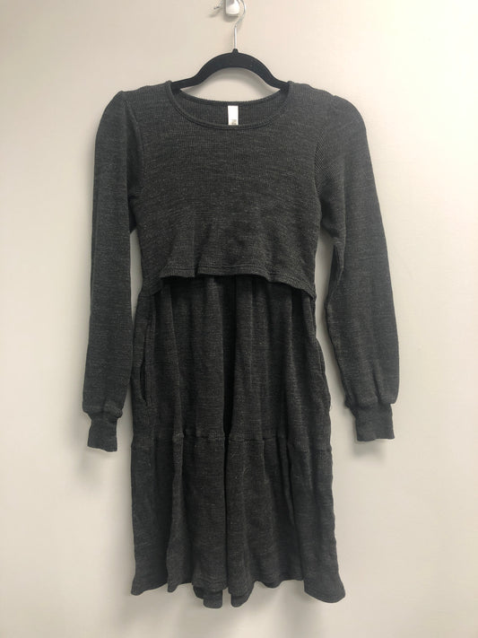 Outlet 6813 - Latched Mama Waffle Knit Nursing Dress - Final Sale - Dark Charcoal - Medium