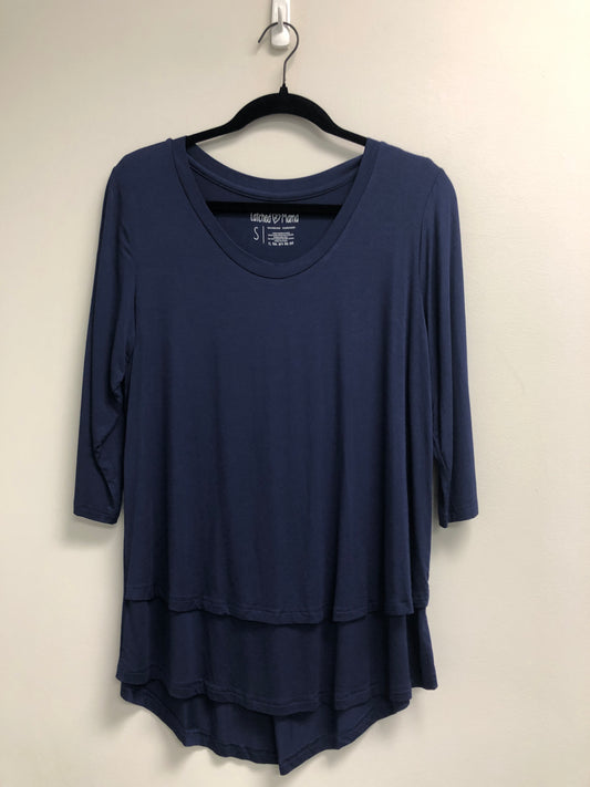Outlet 6771 - Latched Mama 3/4 Sleeve Scoop Neck Nursing Top 2.0 - Navy - Small