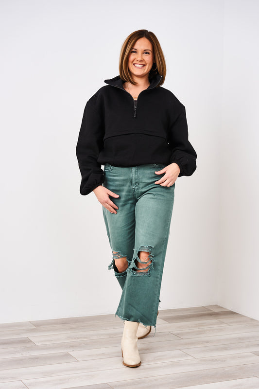 Latched Mama 635 Crop Zip Nursing Pullover