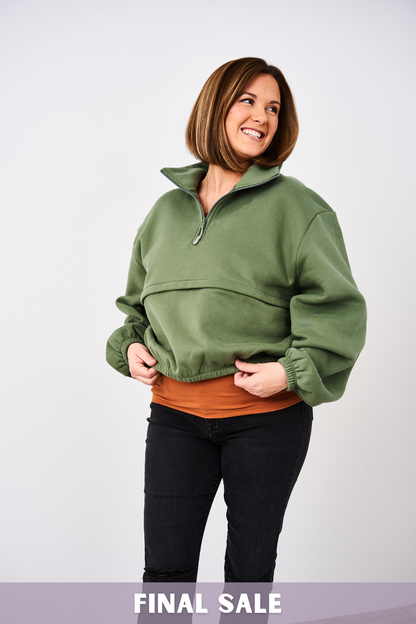 Latched Mama 635 Crop Zip Nursing Pullover - Final Sale