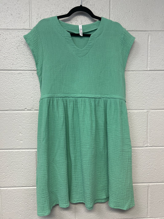 Outlet 7247 - Latched Mama Coastline Cotton Zip Nursing Dress - Seafoam - Small