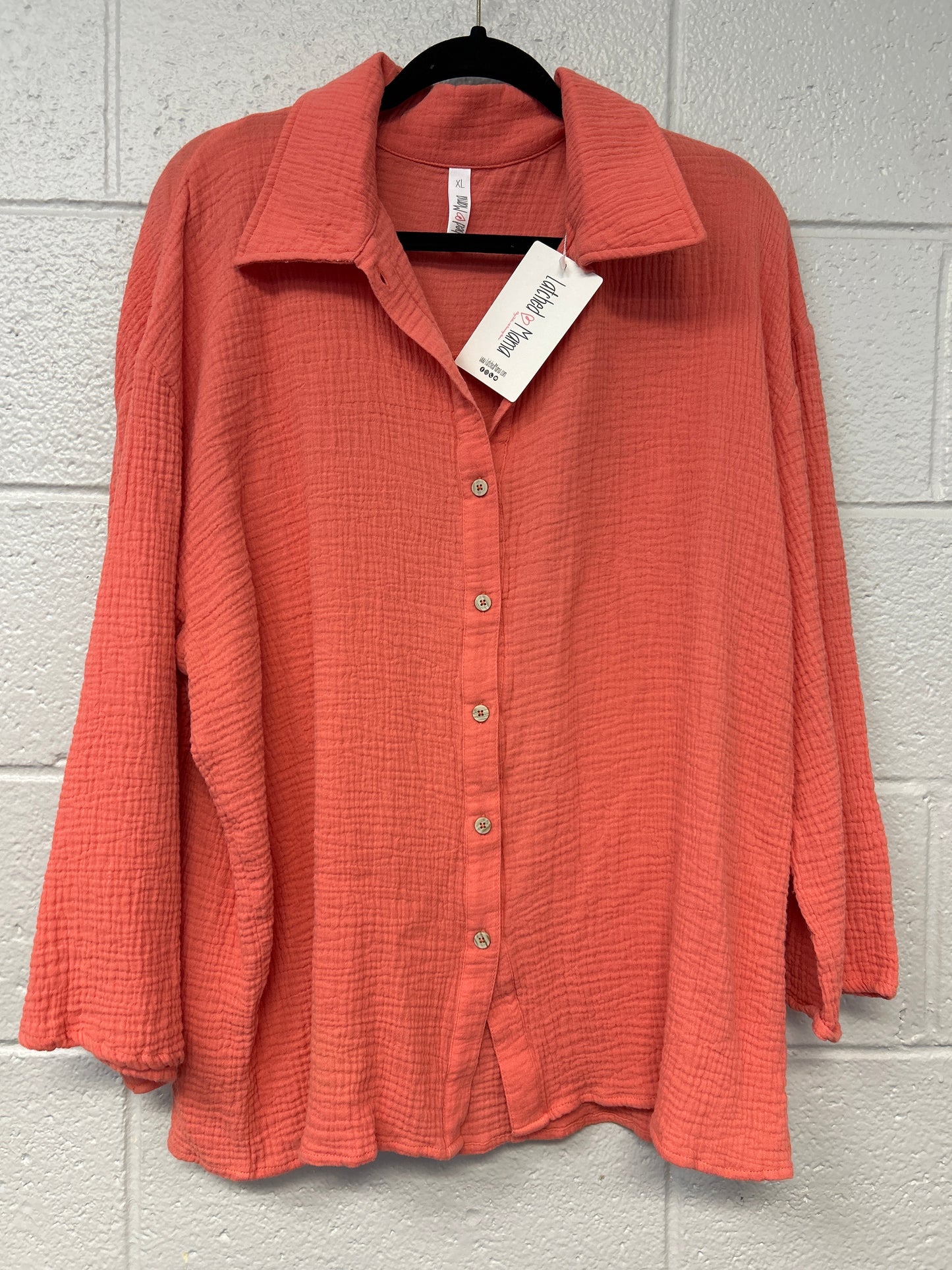 Outlet 7251 - Latched Mama Coastline Cotton Button Up Nursing Shirt - SUNRISE - Extra Large