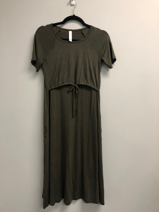 Outlet 6614 - Latched Mama Drawstring Midi Nursing Dress - Final Sale - Olive - Extra Small
