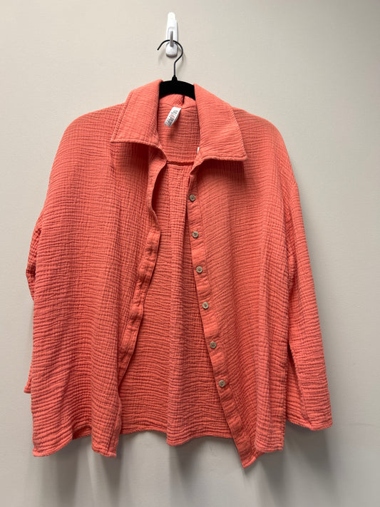 Outlet 7281 - Latched Mama Coastline Cotton Button Up Nursing Shirt - SUNRISE - Extra Small