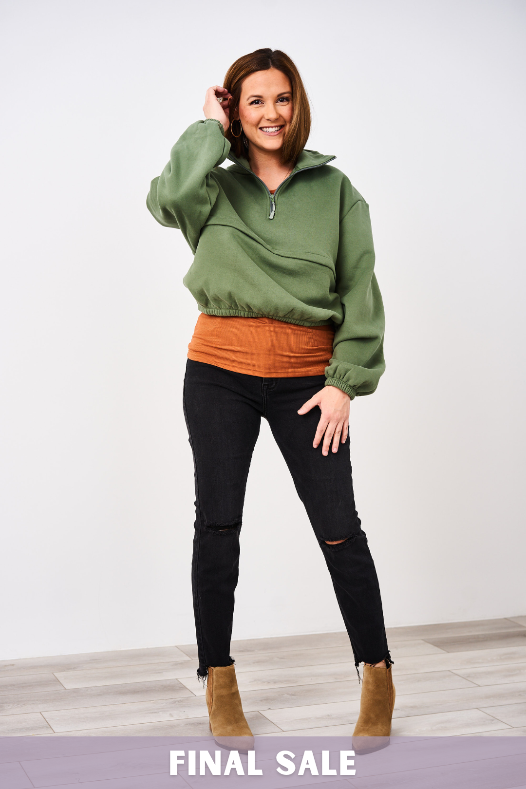 Latched Mama 635 Crop Zip Nursing Pullover - Final Sale