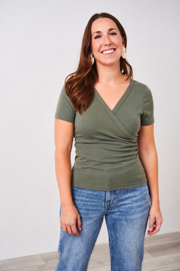 Latched Mama Ribbed Short Sleeve Nursing Wrap Top