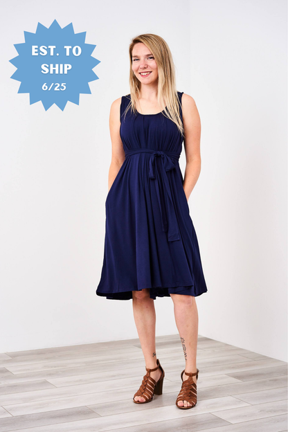 The Momper® Navy & Red Tie Nursing Romper