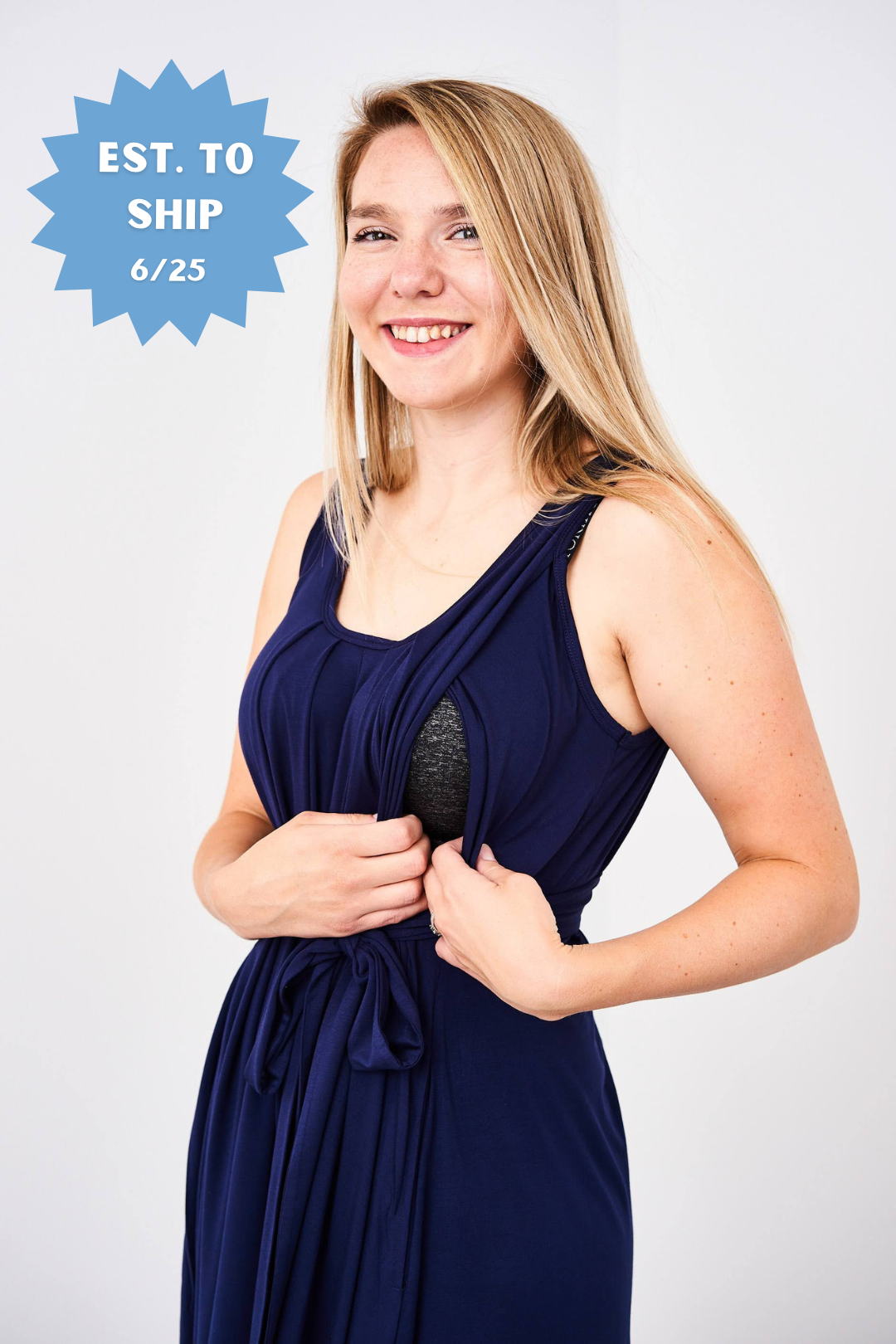 The Momper® Navy & Red Tie Nursing Romper