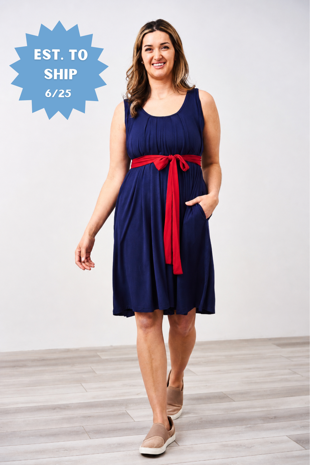 The Momper® Navy & Red Tie Nursing Romper
