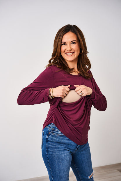 Latched Mama Classic Crewneck Long Sleeve Nursing Top