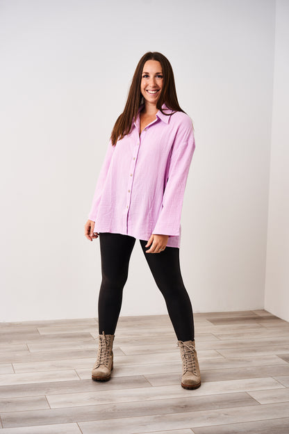 Latched Mama Coastline Cotton Button Up Nursing Shirt