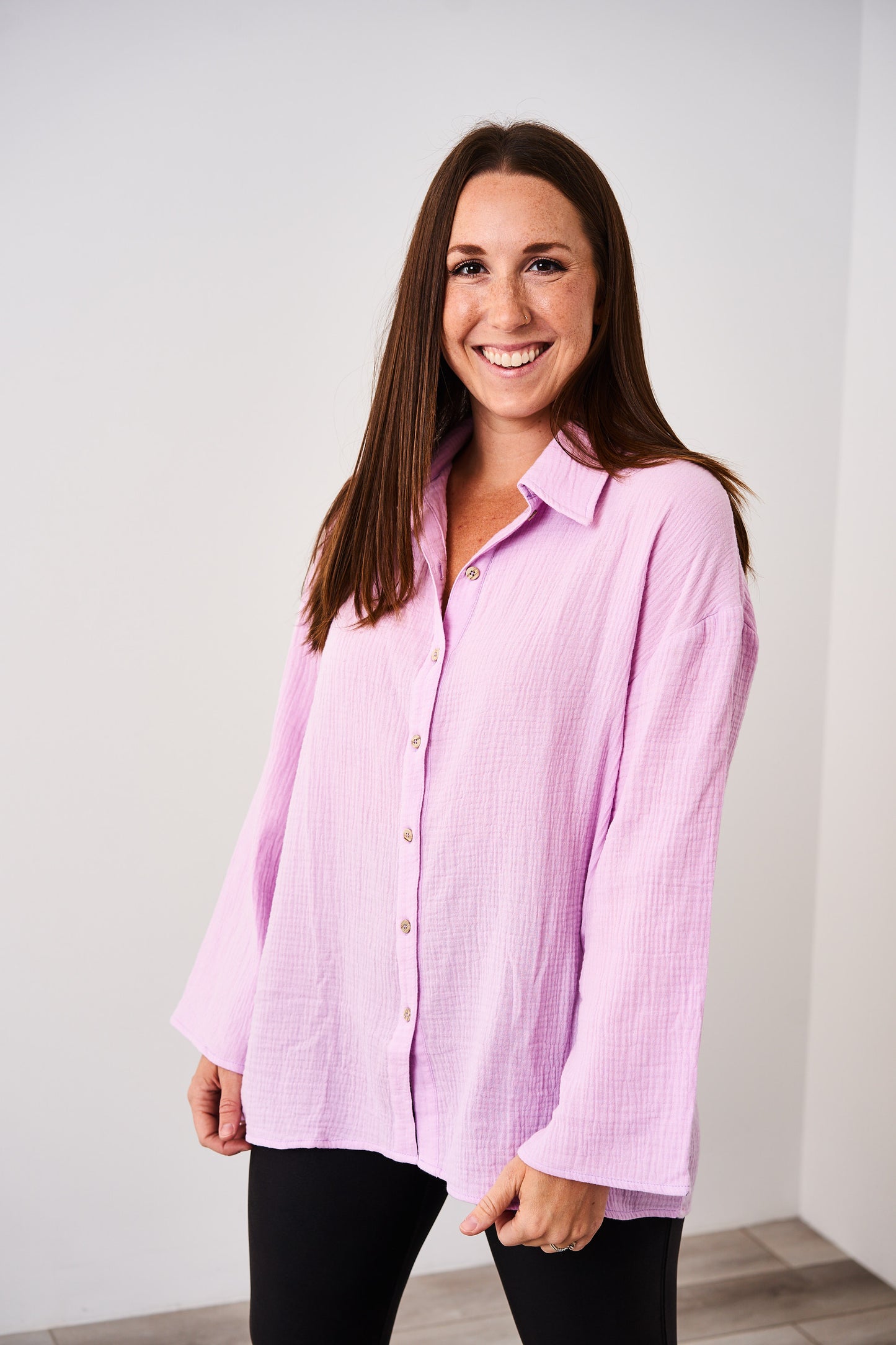 Latched Mama Coastline Cotton Button Up Nursing Shirt