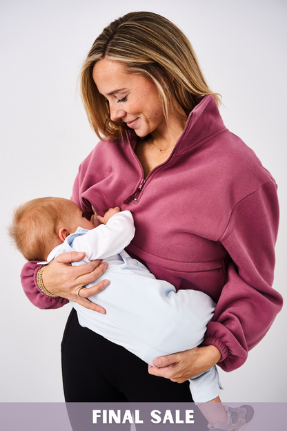 Latched Mama 635 Crop Zip Nursing Pullover - Final Sale