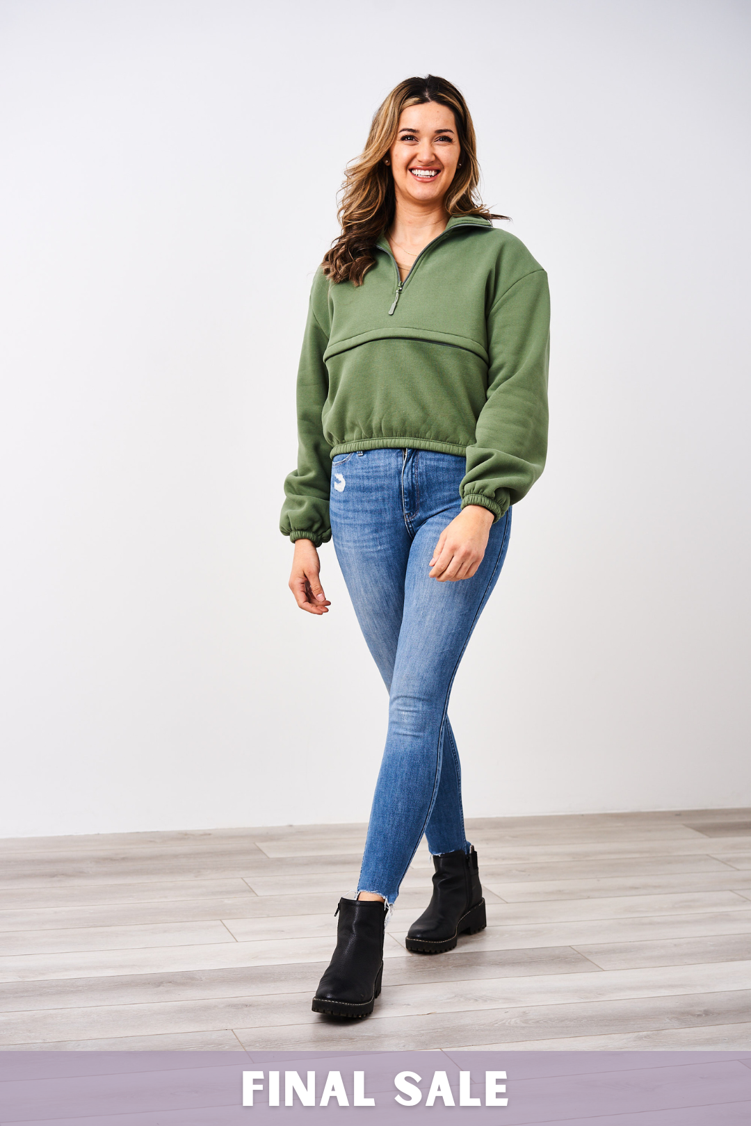 Latched Mama 635 Crop Zip Nursing Pullover - Final Sale