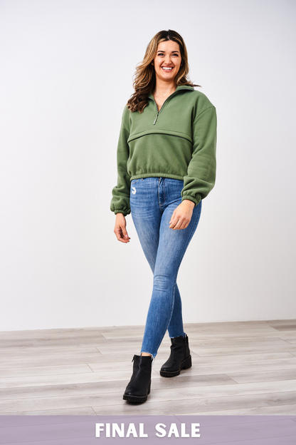 Latched Mama 635 Crop Zip Nursing Pullover - Final Sale