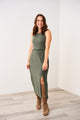 Latched Mama Ribbed Midi Nursing Slit Dress