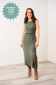 Latched Mama Ribbed Midi Nursing Slit Dress