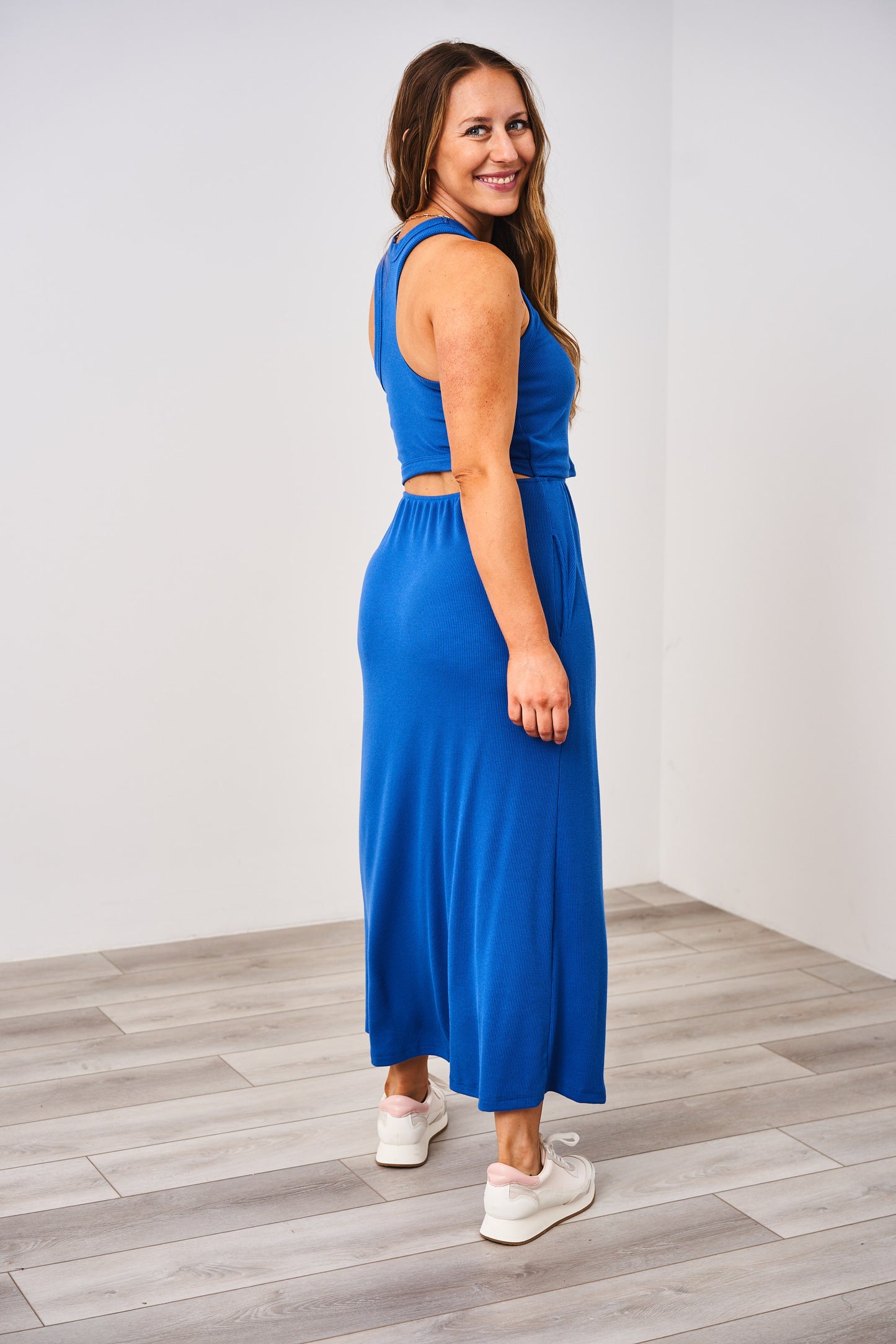 Latched Mama Ribbed Midi Nursing Slit Dress