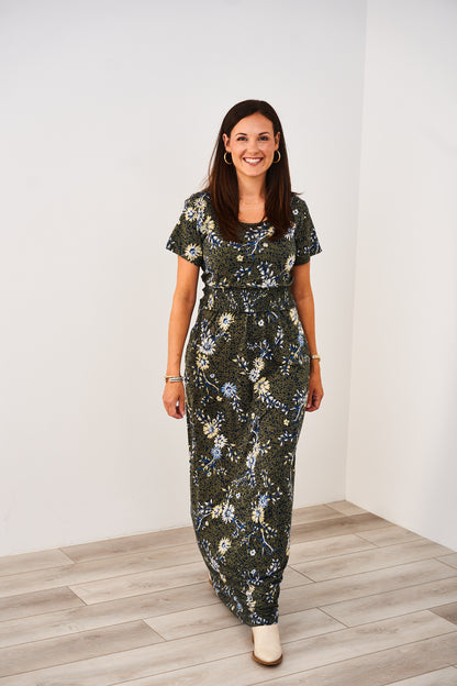 Latched Mama Ruched Maxi Nursing Dress