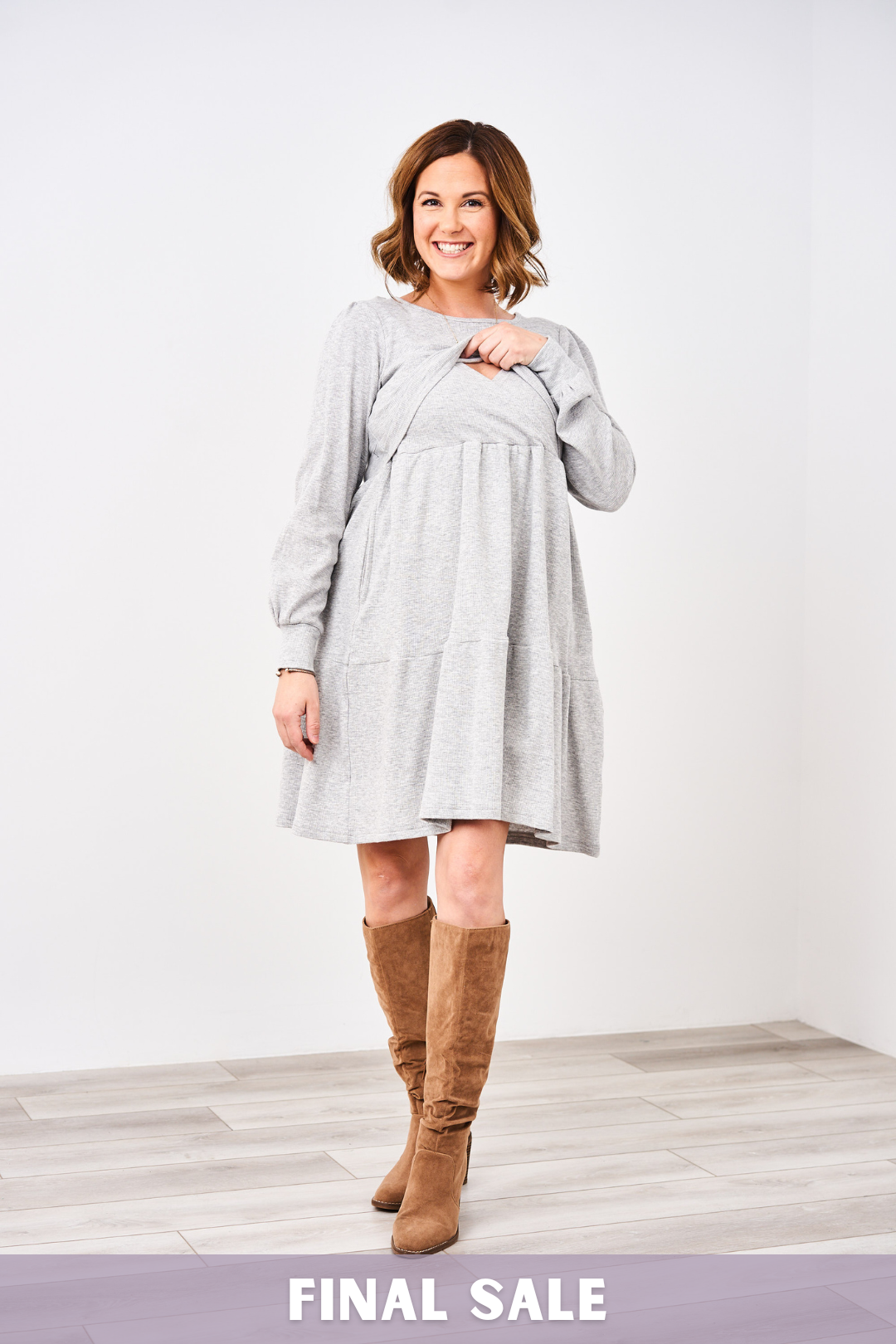 Latched Mama Waffle Knit Nursing Dress - Final Sale