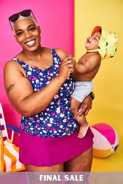 Latched Mama Maternity & Postpartum Gathered Nursing Swim Tank - Final Sale