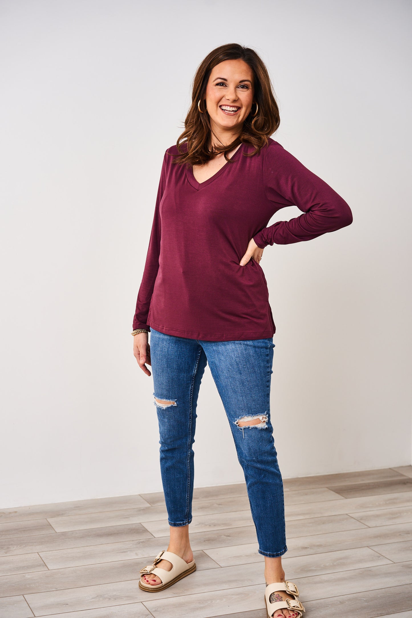 Latched Mama Go-To V-Neck Long Sleeve Nursing Top