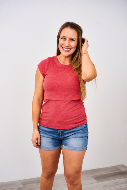 Latched Mama Ribbed Cap Sleeve Nursing Tee