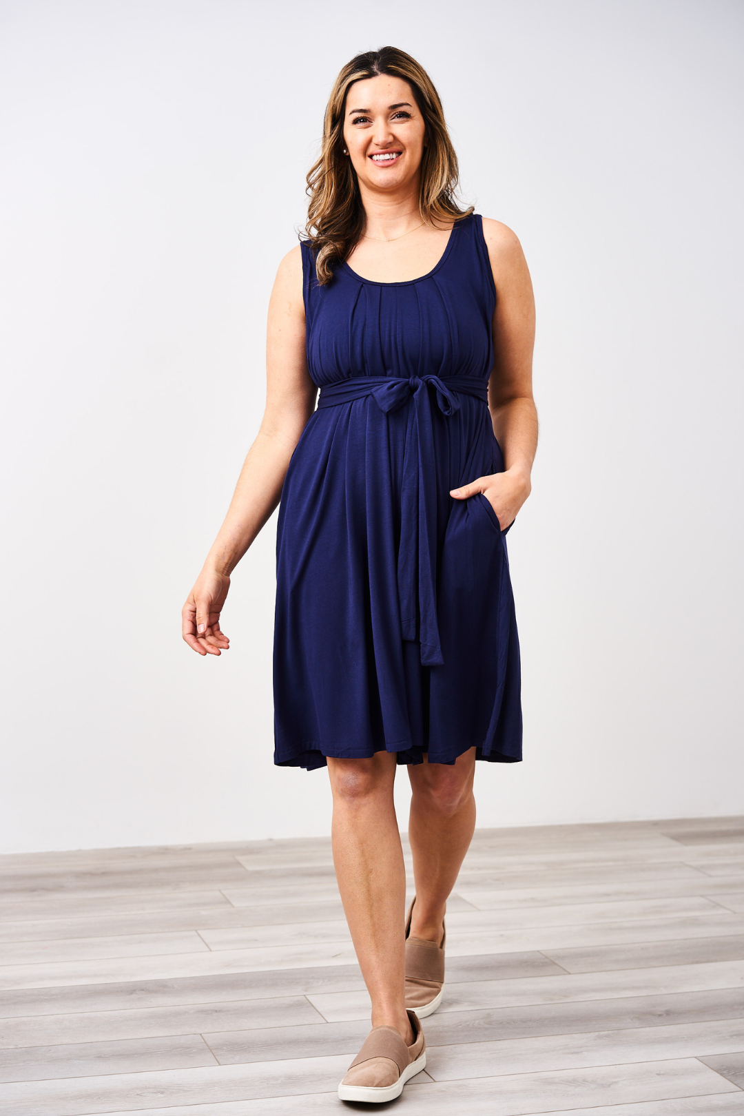The Momper® Navy & Red Tie Nursing Romper
