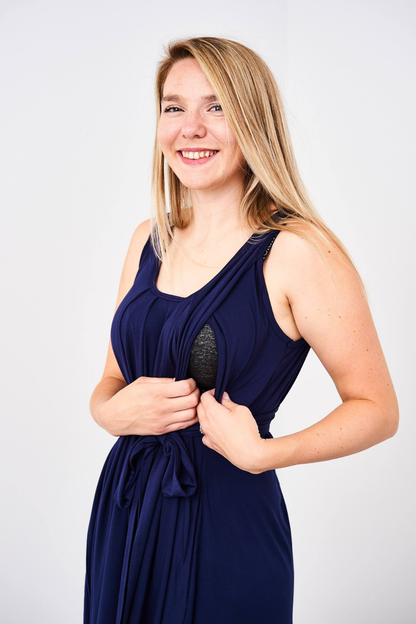 The Momper® Navy & Red Tie Nursing Romper