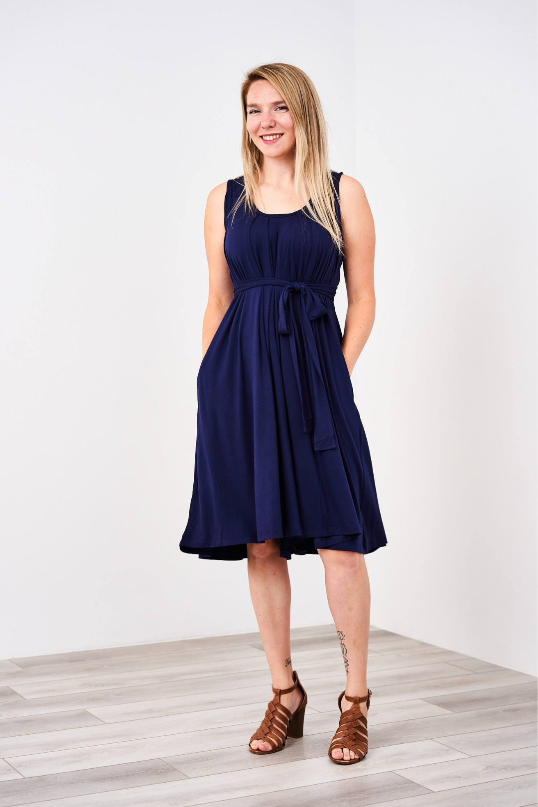 The Momper® Navy & Red Tie Nursing Romper