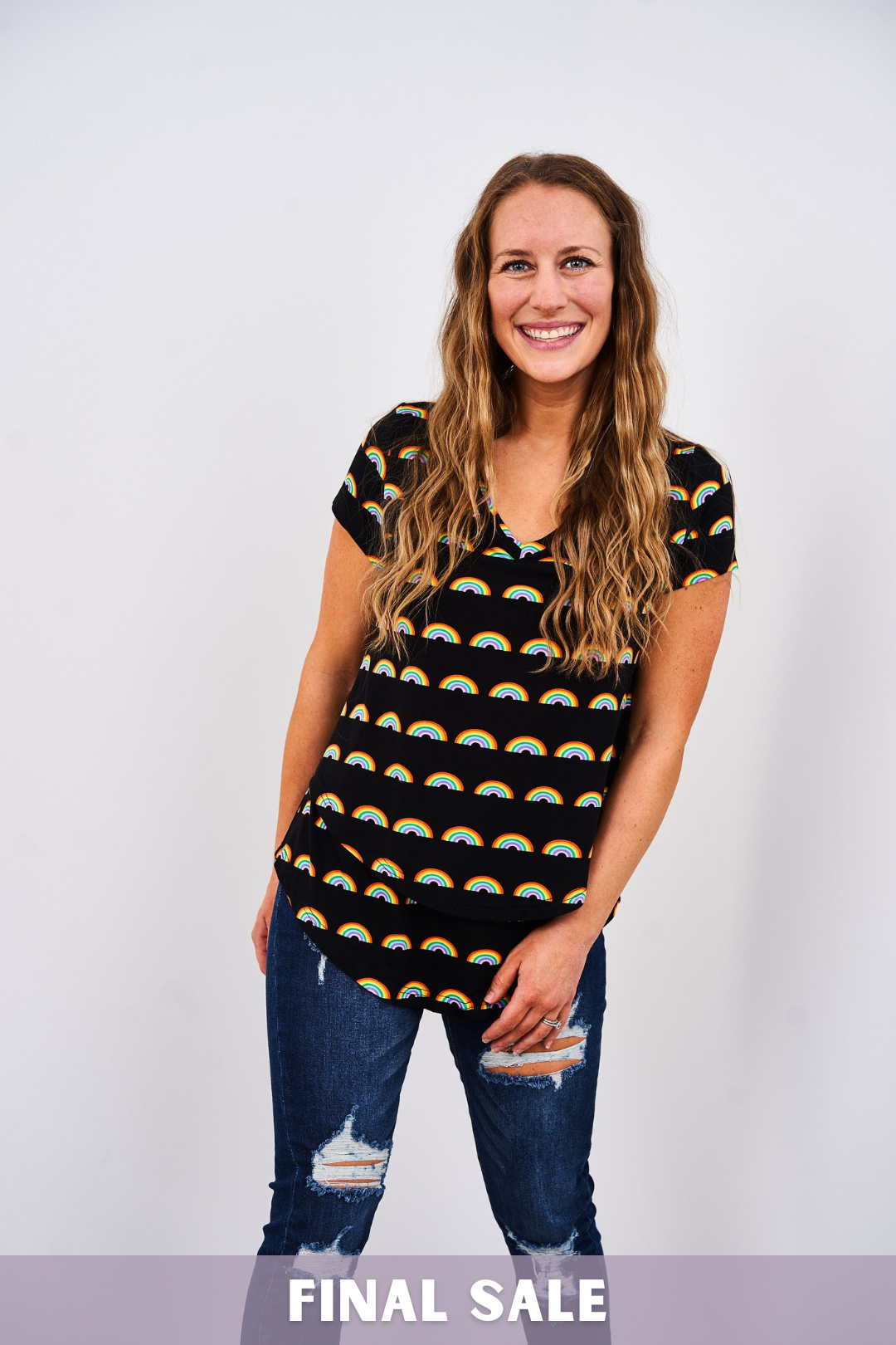 Printed V-Neck Boyfriend Nursing Tee - Final Sale