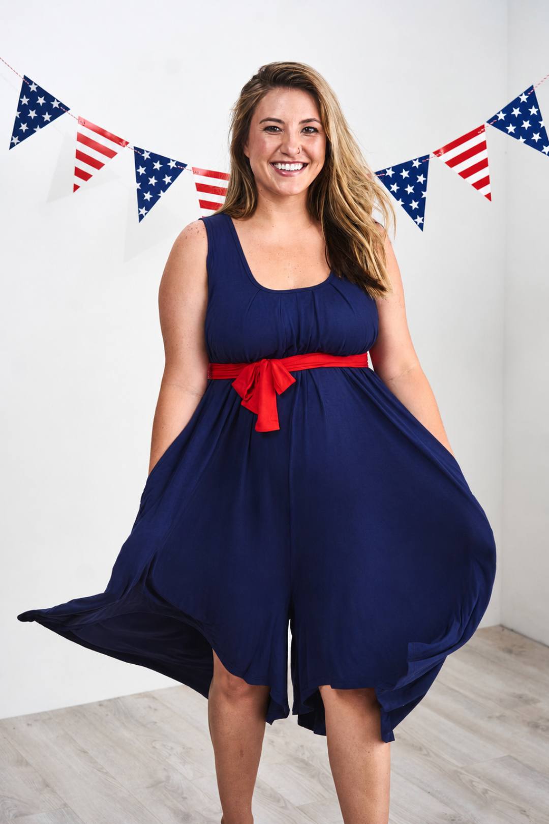The Momper® Navy & Red Tie Nursing Romper