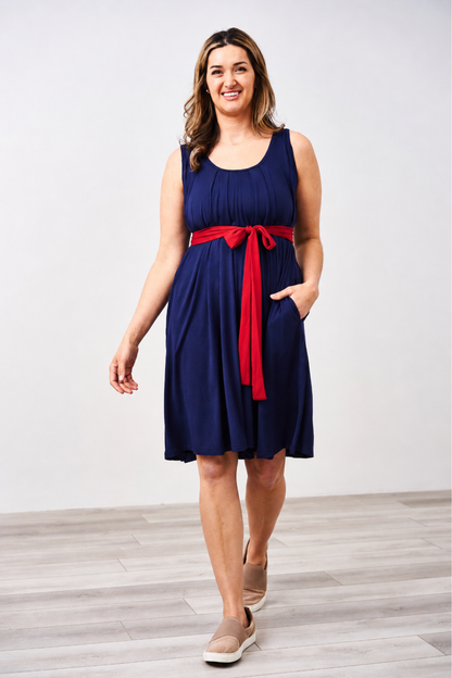 The Momper® Navy & Red Tie Nursing Romper