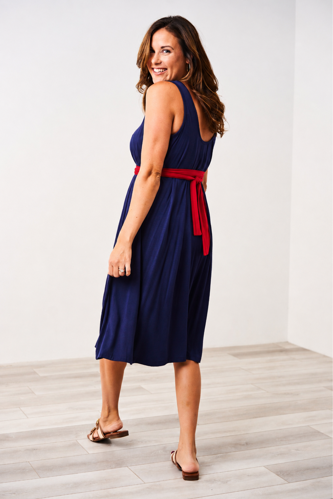 The Momper® Navy & Red Tie Nursing Romper