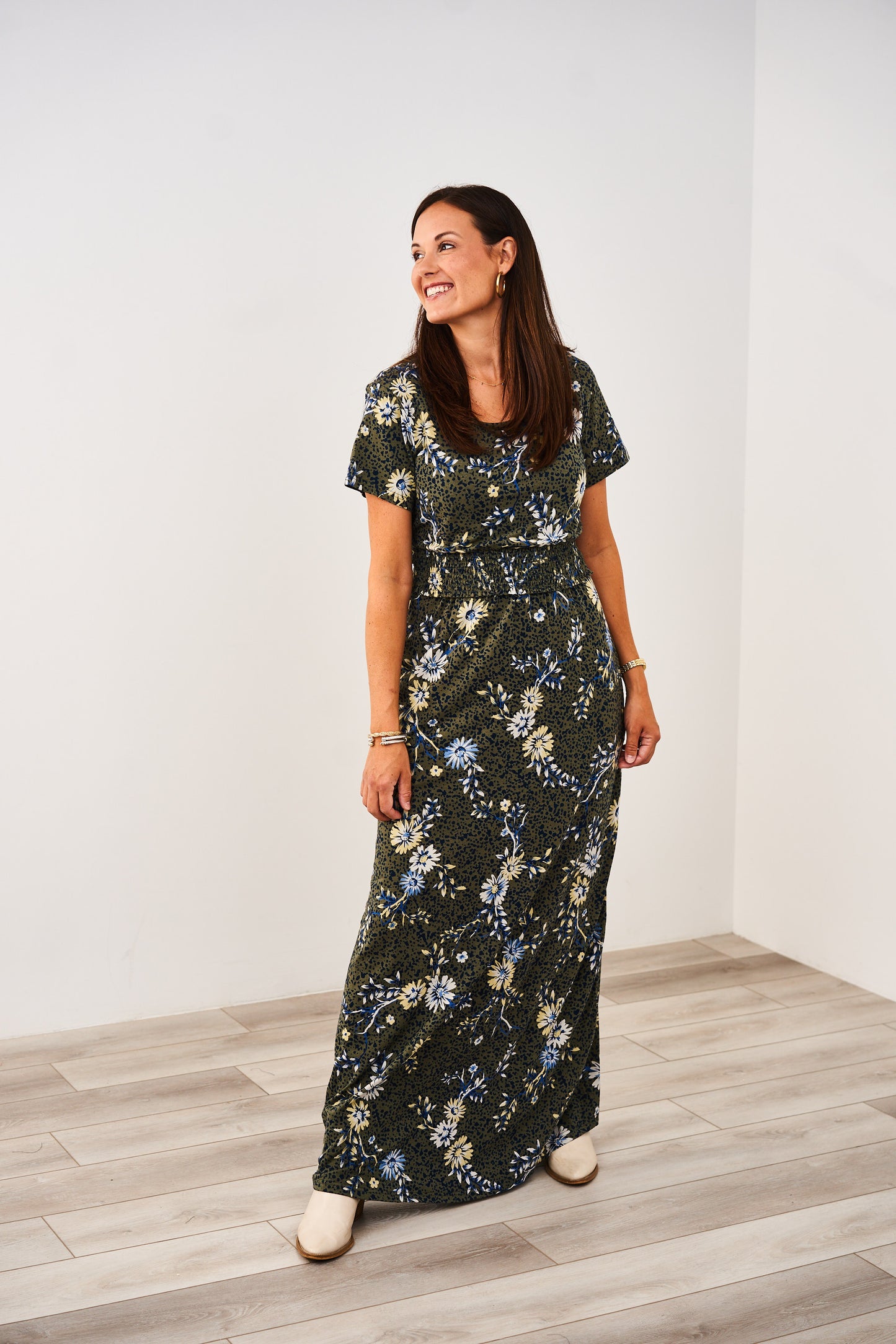 Latched Mama Ruched Maxi Nursing Dress