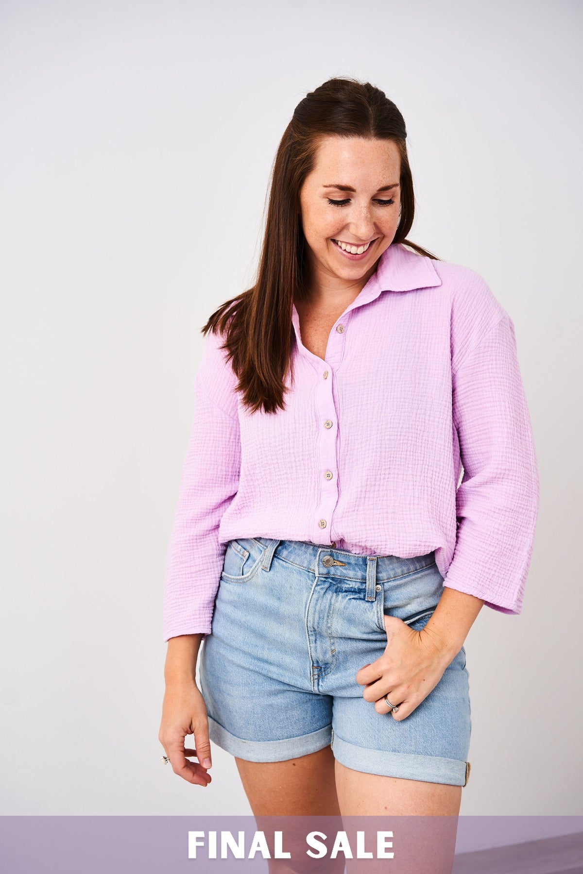 Latched Mama Coastline Cotton Button Up Nursing Shirt - Final Sale