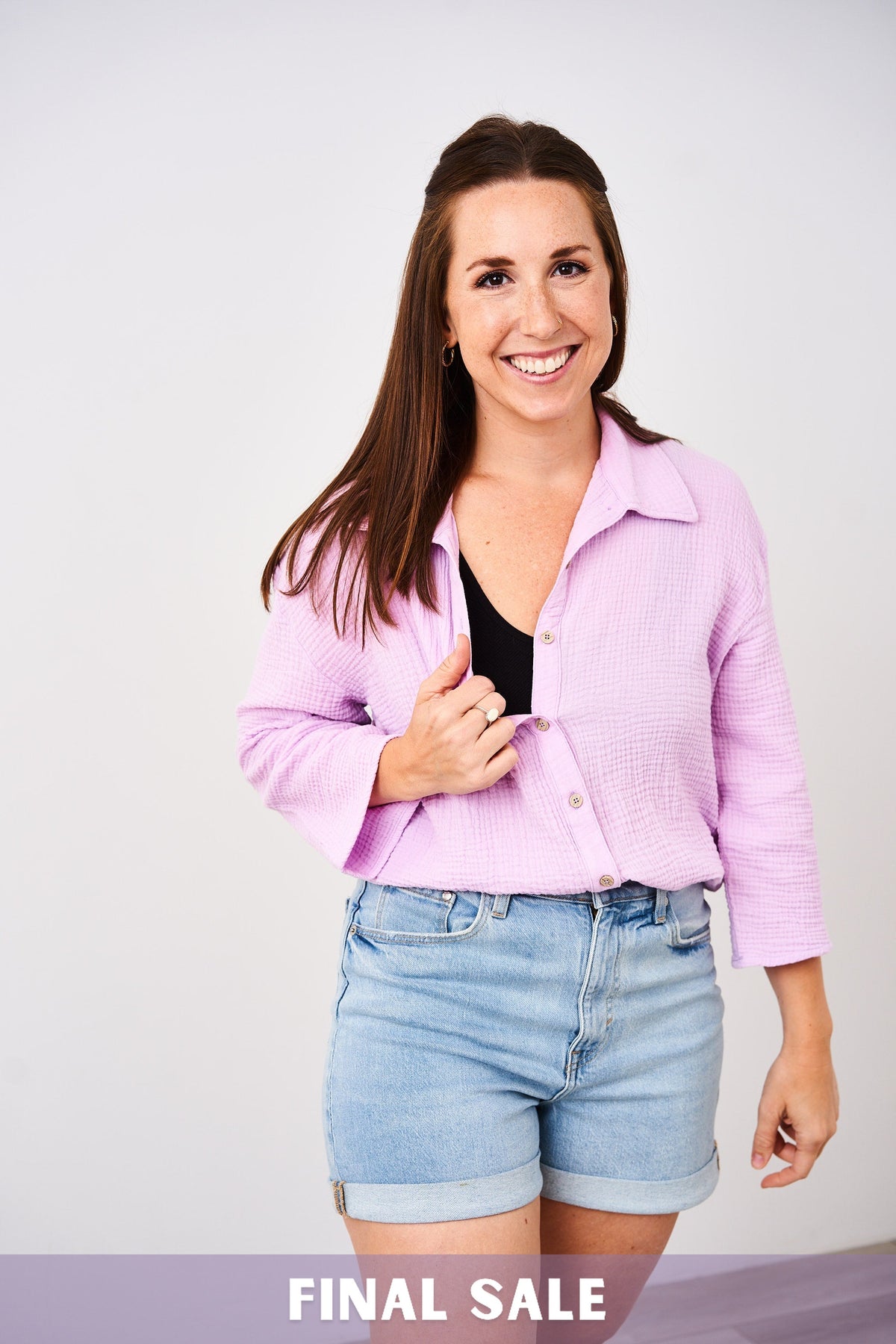 Latched Mama Coastline Cotton Button Up Nursing Shirt - Final Sale