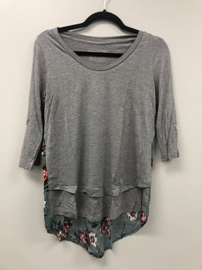 Outlet 5919 - Latched Mama 3/4 Sleeve Scoop Neck Nursing Top 2.0 - Heather Grey/Teal - Extra Extra Small