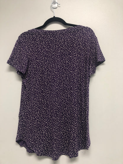 Outlet 6384 - Printed V-Neck Boyfriend Nursing Tee - Purple Dots - Medium