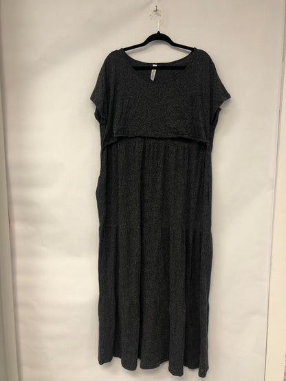 Outlet 6051 - Latched Mama Cotton Tiered T-Shirt Maxi Dress - Slate - 3X