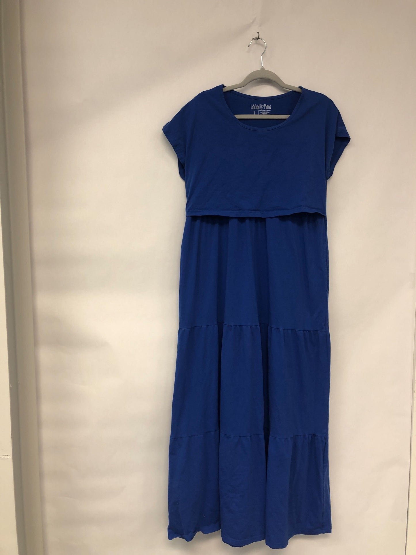 Outlet 6048 - Latched Mama Cotton Tiered T-Shirt Maxi Dress - Cobalt - Large