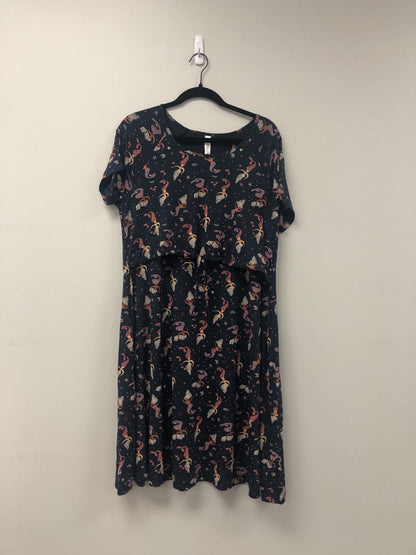 Outlet 5501 - Latched Mama Printed Drawstring T-Shirt Nursing Dress - Mermaids - Extra Large