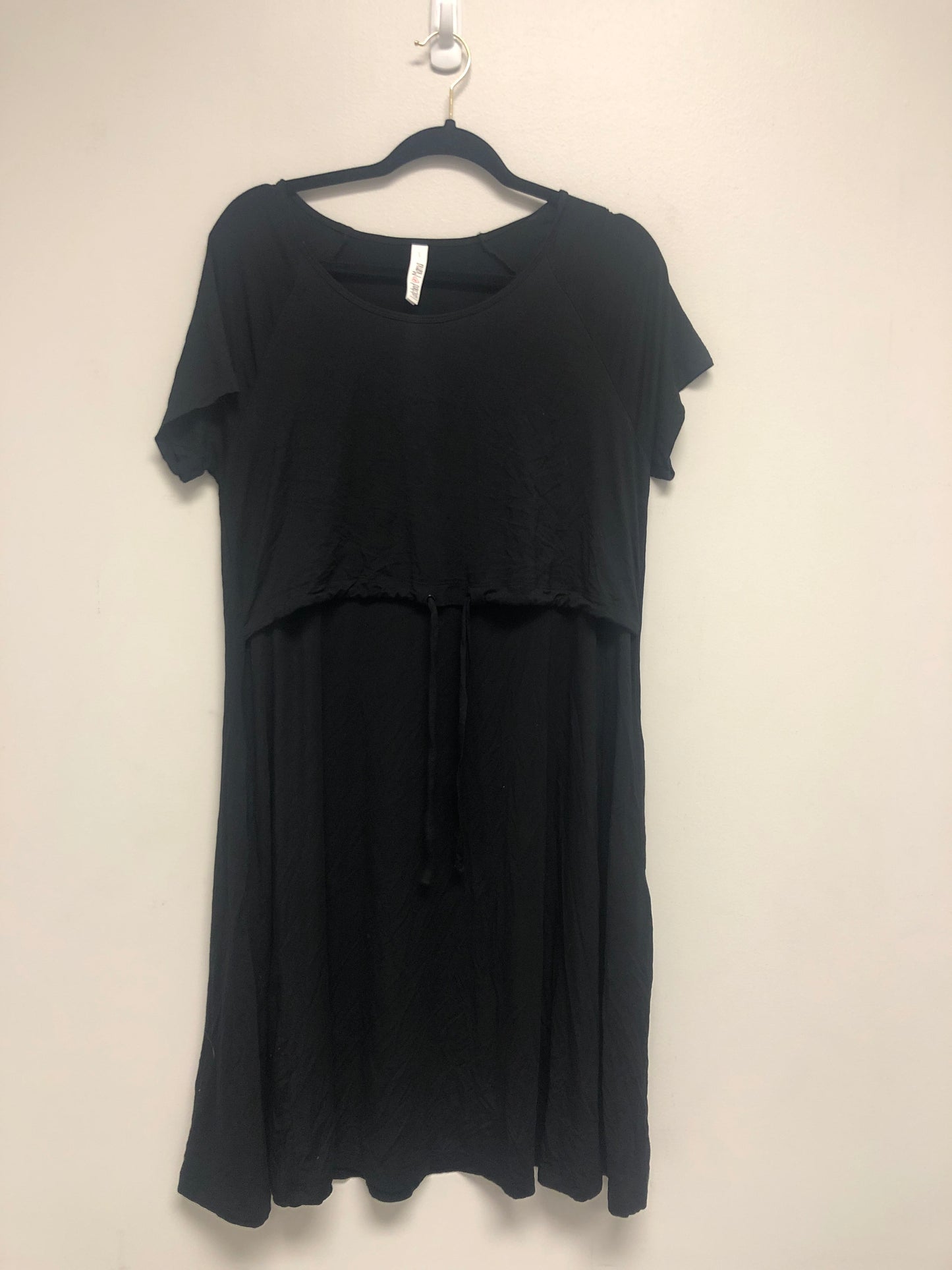 Outlet 6392 - Latched Mama Drawstring T-Shirt Nursing Dress - Black - Large