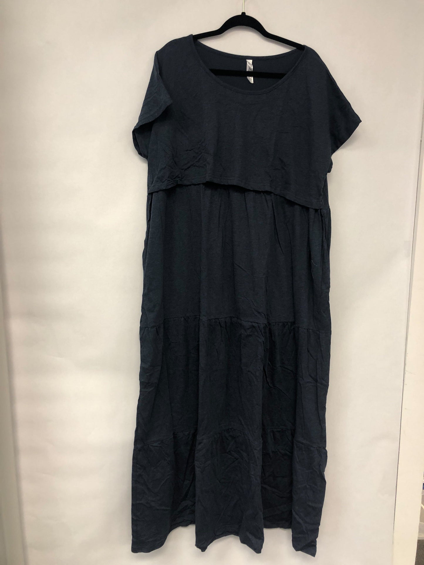 Outlet 6059 - Latched Mama Tiered T-Shirt Maxi Dress - Navy - 4X