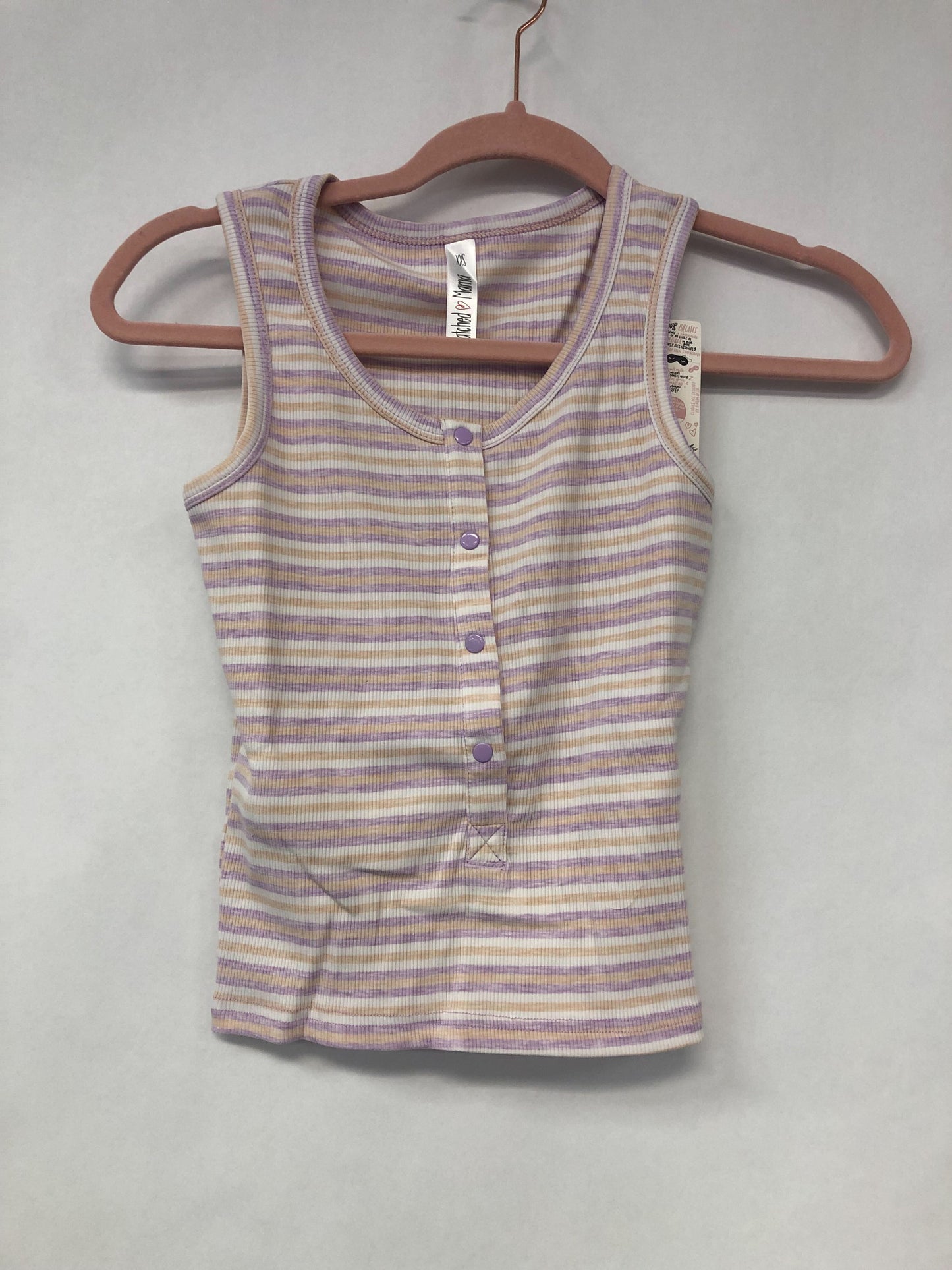 Outlet 6174 - Latched Mama Henley Nursing Crop Top - Lilac/Wheat/Cream - Extra Extra Small