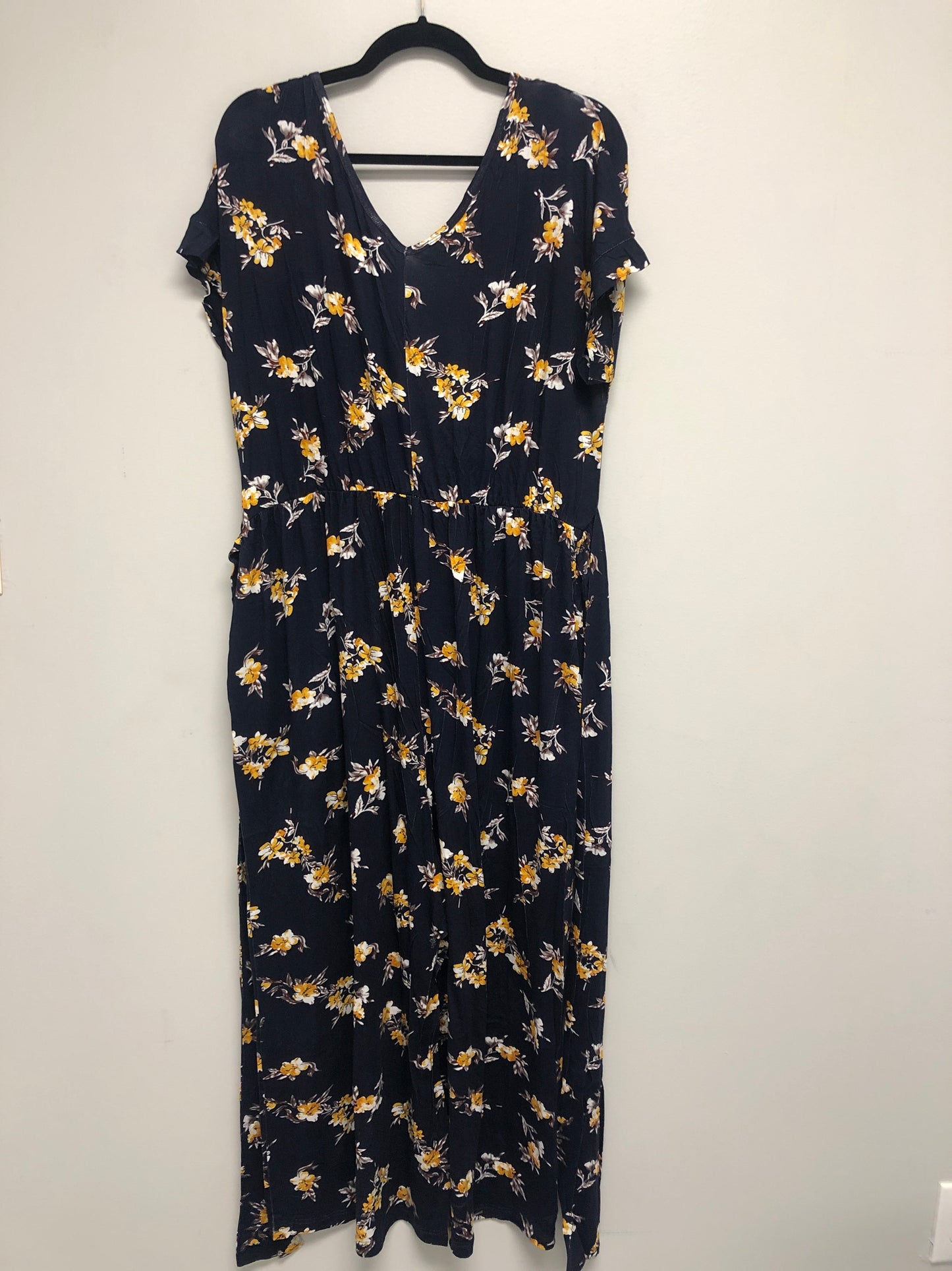 Outlet 6408 - Latched Mama V-Neck Nursing Jumpsuit - Canary Blooms - 1X