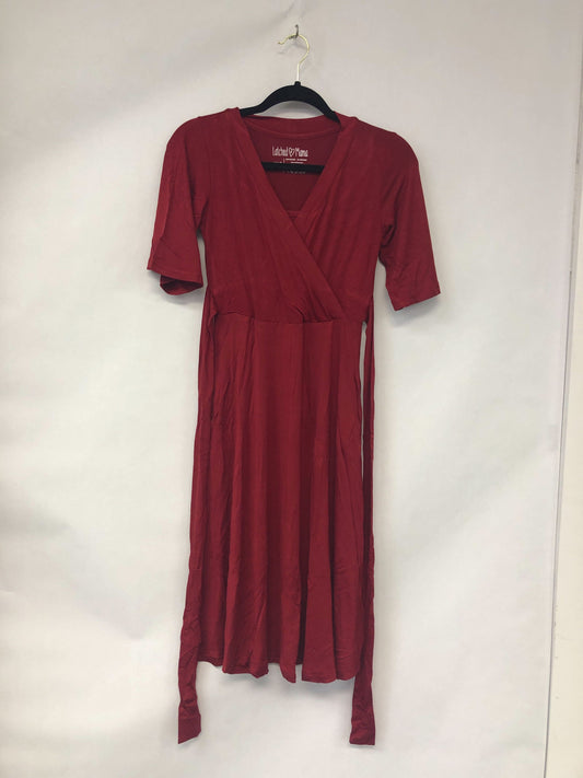 Outlet 6118 - Latched Mama Nursing Midi Wrap Dress - Berry Red - Extra Extra Small